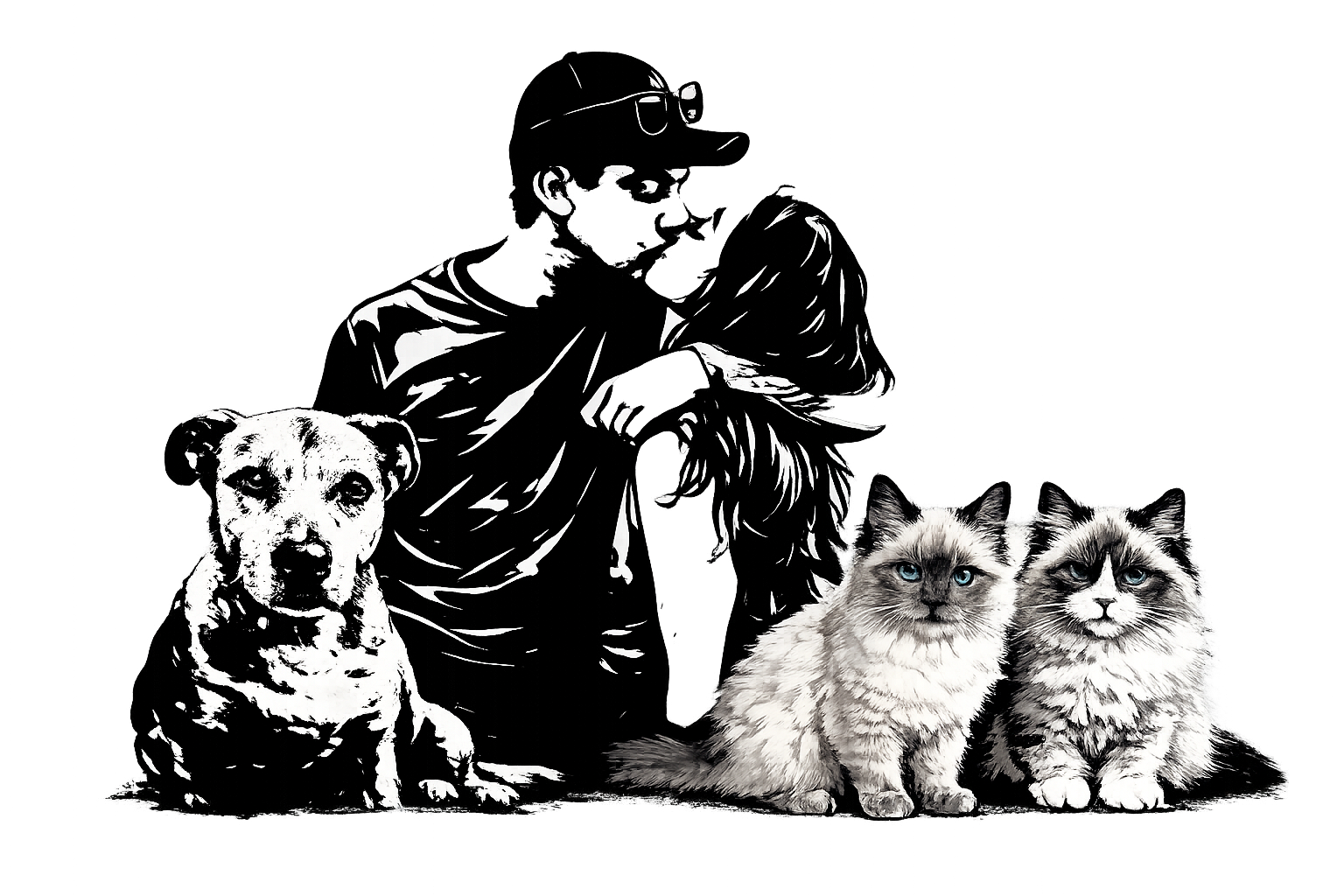 Annie-Rose and Corey with their pets